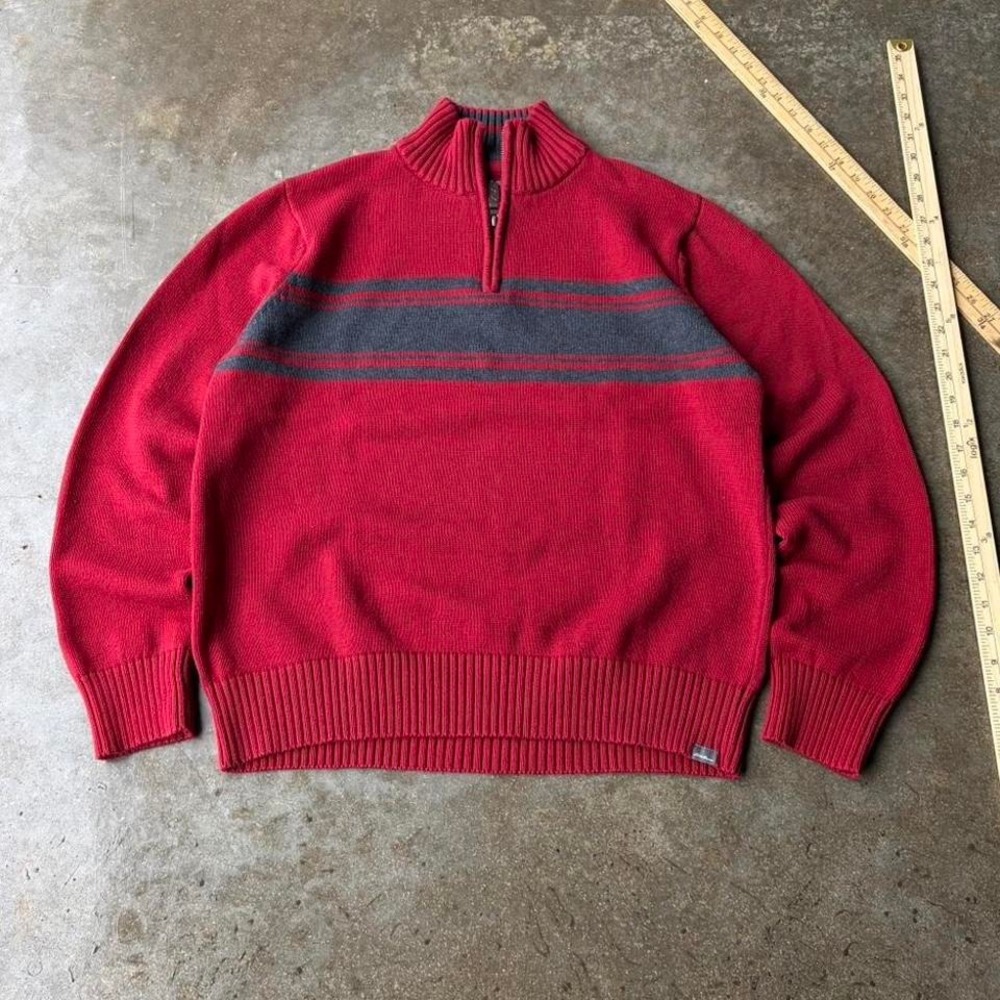 2000s eddie bauer striped quarter zip‎